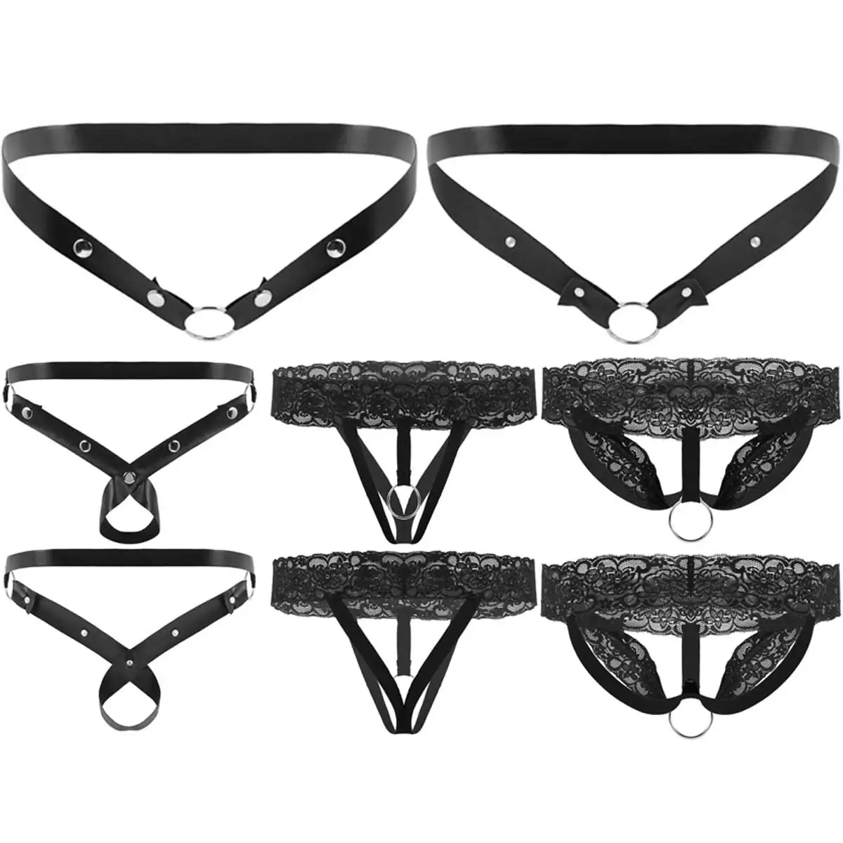 Мужское эротическое нижнее белье из прозрачной кружевной/искусственной кожи