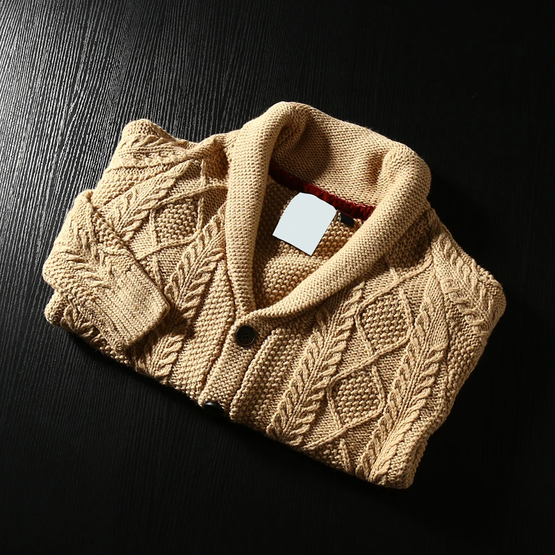 Мужской вязаный свитер с рукавом реглан однобортный модный шерстяной кардиган