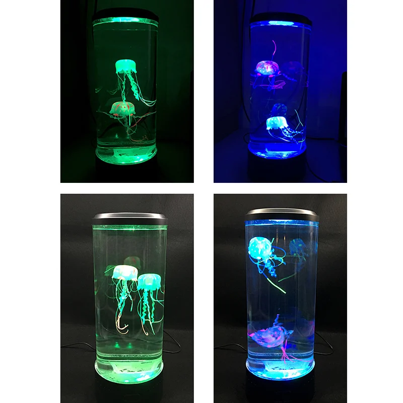 

The Calm Ocean Simulation Aquarium Cylindrical Fish Tank Light USB Plug-in LED Jellyfish Light Colorful Color Changing Q