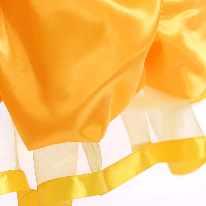 

Cosplay Belle Princess Dress The Beauty and The Beast Dress Child Christmas Party Costume Flowers Print Off Shoulder Prom Dress
