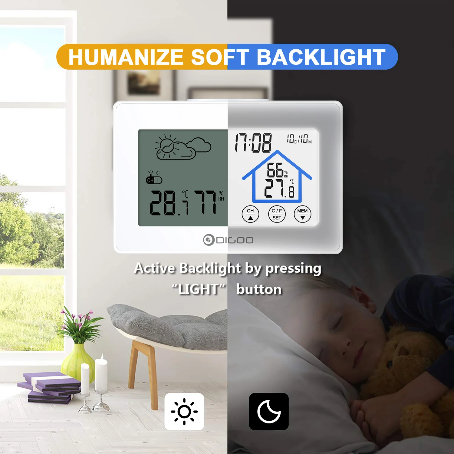 Новый будильник цифровые часы беспроводной датчик температуры и влажности