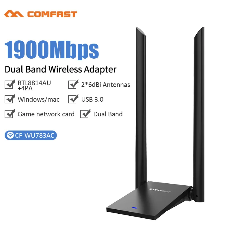 Comfast USB 3 0 беспроводной Wifi адаптер двухдиапазонный 2 4 + 5 ГГц 600 -1900 Мбит/с 802.11AC 802 11