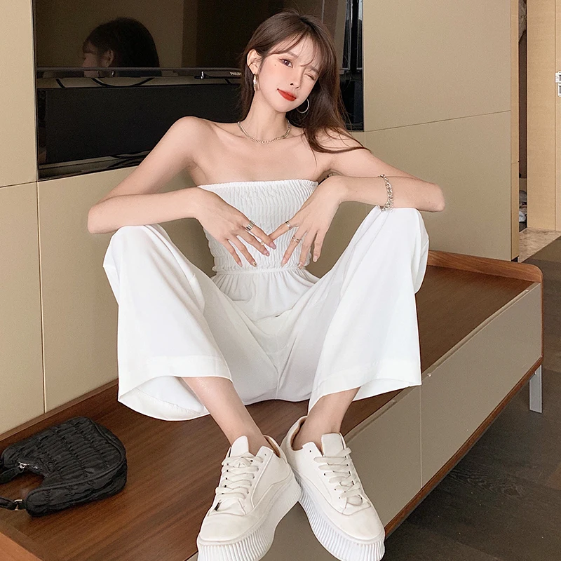 

Women Off Shoulder Jumpsuit Sexy Elegant Wide Leg Pant Playsuit High Waist Slim Casual Loose Vintage Bodysuit