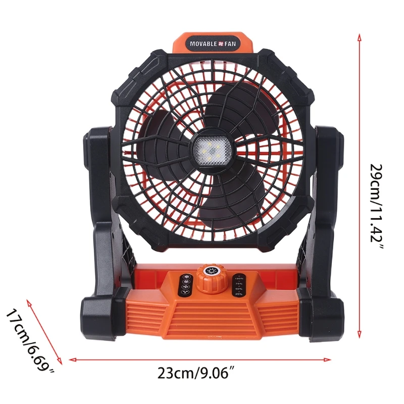 

Outdoor Camping Fan with LED Lantern and Hook USB Rechargeable 7800mAh Desk Fan Hanging Fan for Tent Travel Bedroom