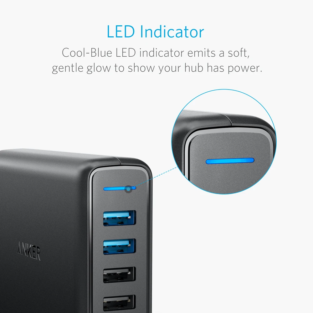Новое Сетевое зарядное устройство Anker Quick Charge 3 0 63 Вт с 5 портами USB PowerIQ PowerPort Speed для