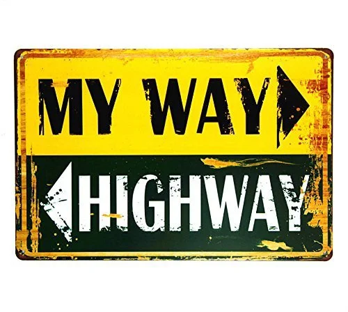 

My Way Highway Vintage Retro Metal Tin Sign Decor Art Garage Shop Bar Living Room Wall Sticker
