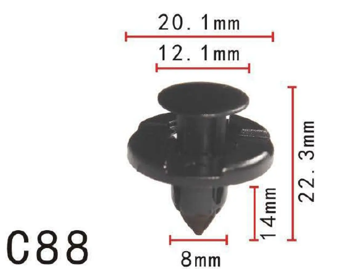 100pcs Plastic Rivet Fastener Mud Flaps Bumper Fender Push Clips For Nissan Infiniti Mitsubishi 01553-09321 90044-6832 - купить по