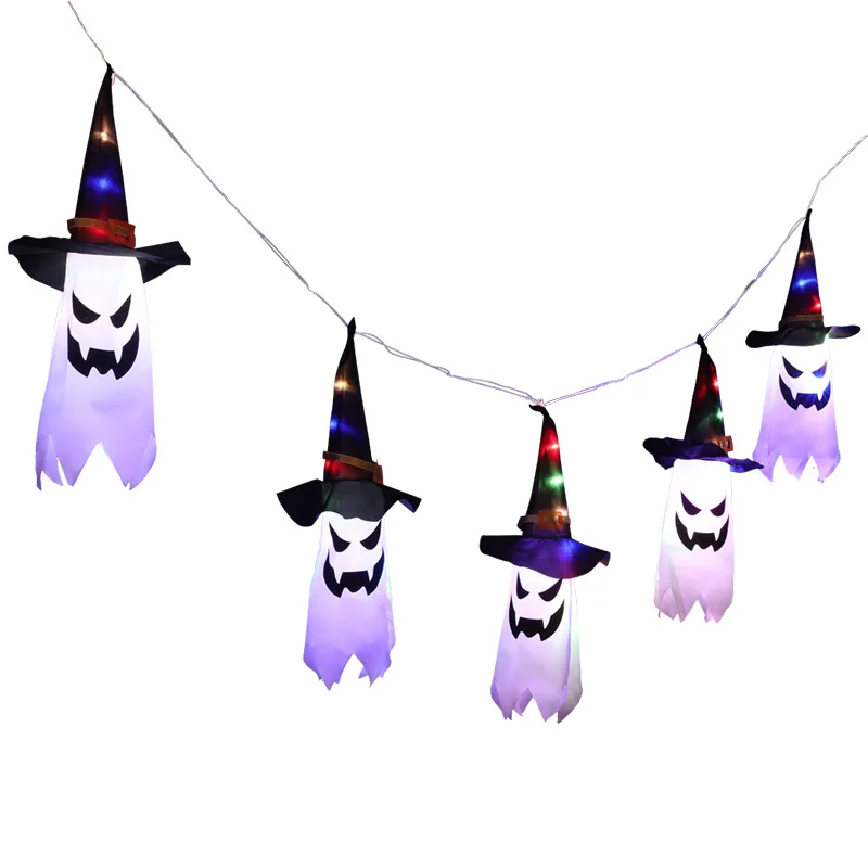 

LED Lights Gypsophila Ghost Atmosphere Layout Halloween Wizard Hat Waterproof Battery box Light String Holiday Decoration light
