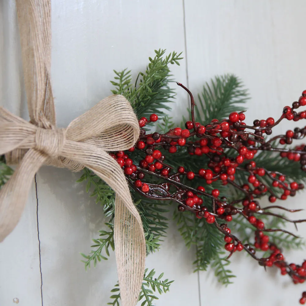 Рождественский венок дверь настенное украшение пентаграмма подвесное с бантом