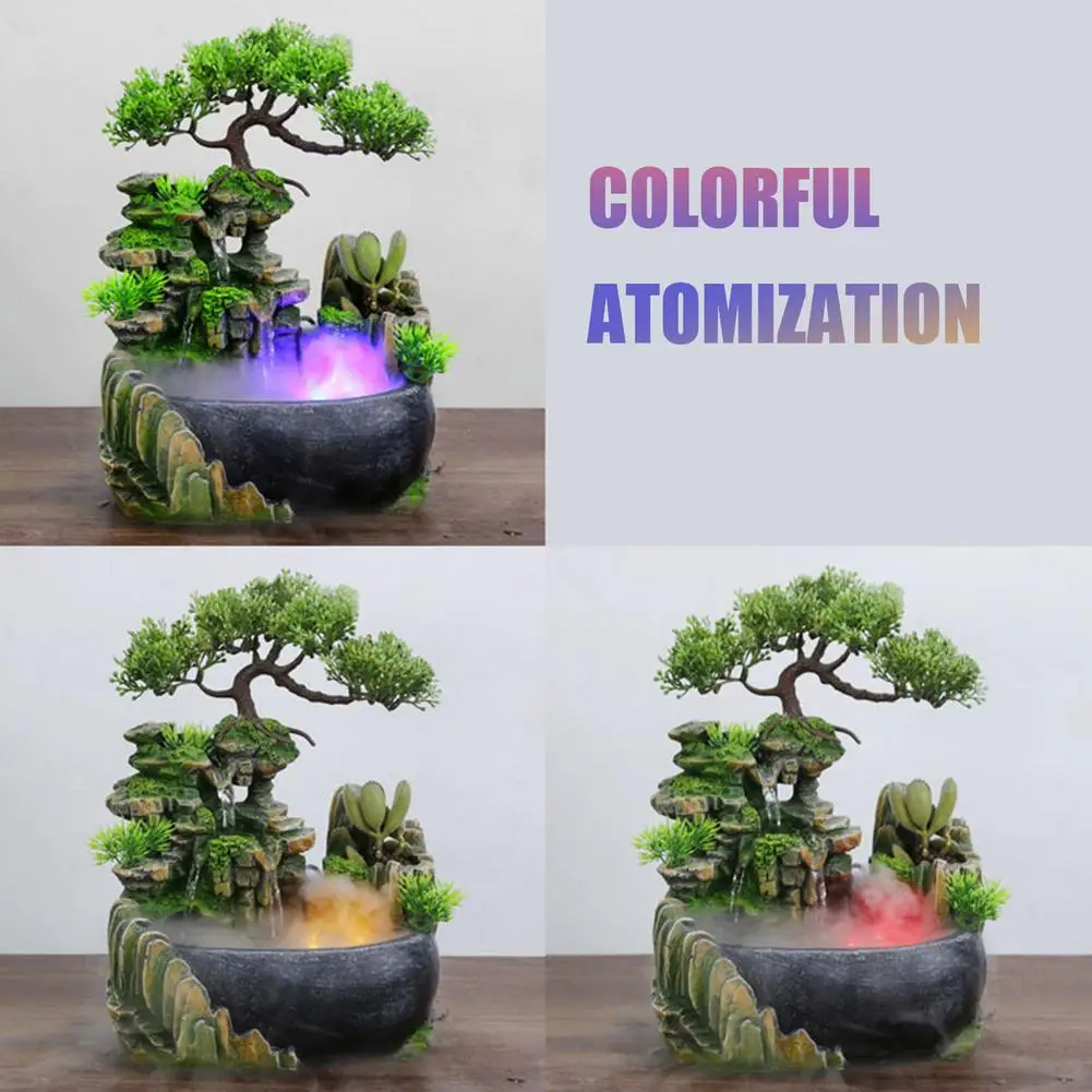 

Indoor Resin Rockery Waterfall Feng Shui Flowing Water Fountain Desktop Ornament Office Decor Relaxation Meditation