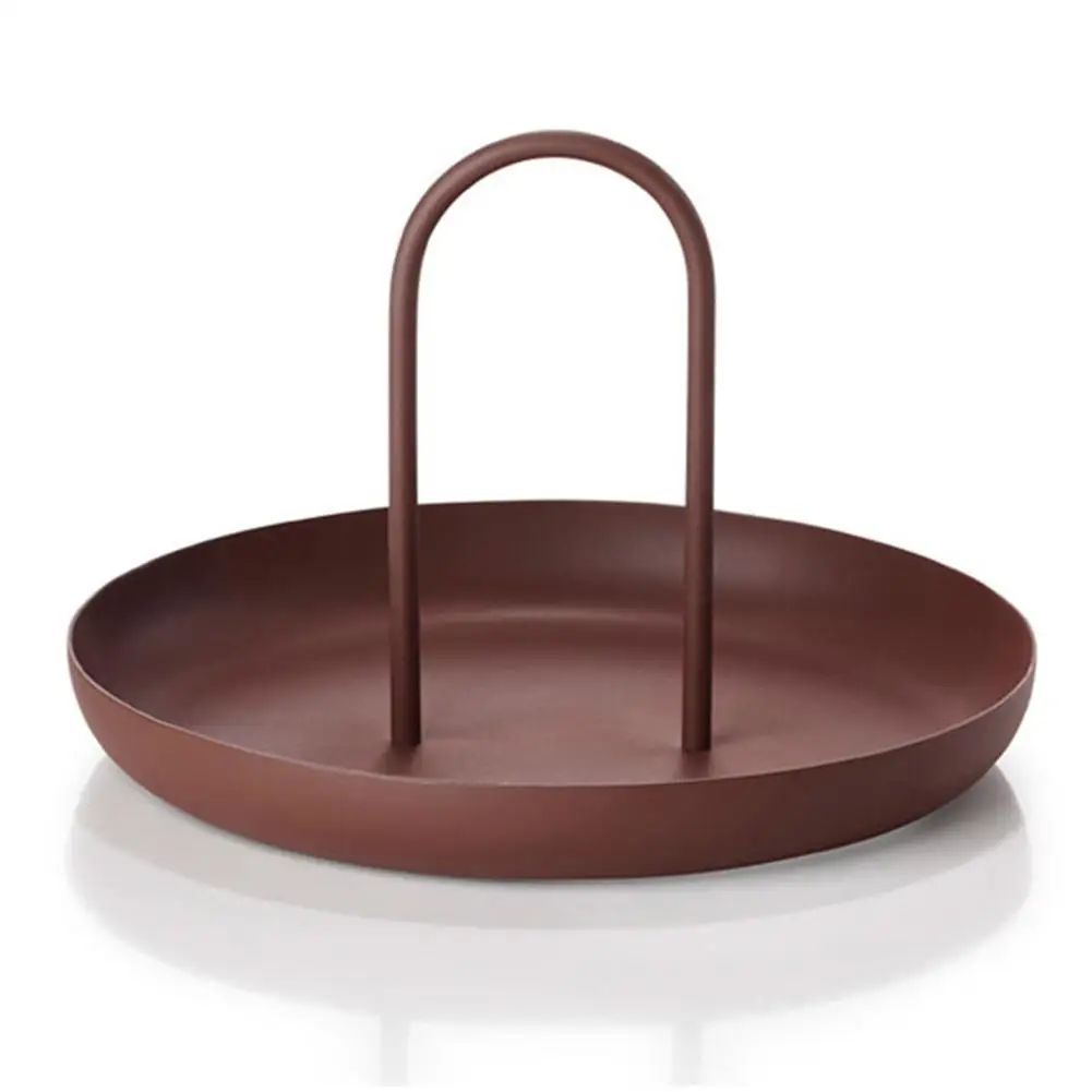 

Nordic Plastic Desktop Storage Tray Round Jewelry Trays Living Room Kitchen Table Meal Snack Tray Plate With Handle Home Decor