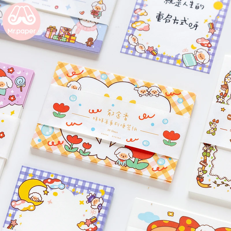 Mr Paper 30 шт./лот милые накладки для записей в Корейском стиле из овечьей шерсти
