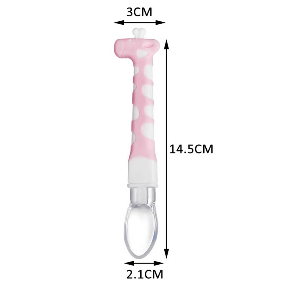 

Cartoon Baby Training Spoon Silicone Tableware Cute Giraffe Non-slip Fit Tiny Mouth Heat Resistant Safety 3Colors Tableware