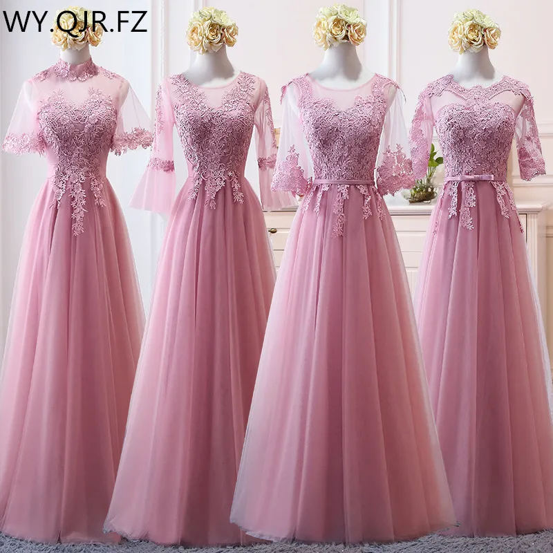 MNZ-9858Z# платье подружки невесты новые зимние рождественские платья средней длины с длинными рукавами г. Бледно-лиловый на шнуровке для девочек