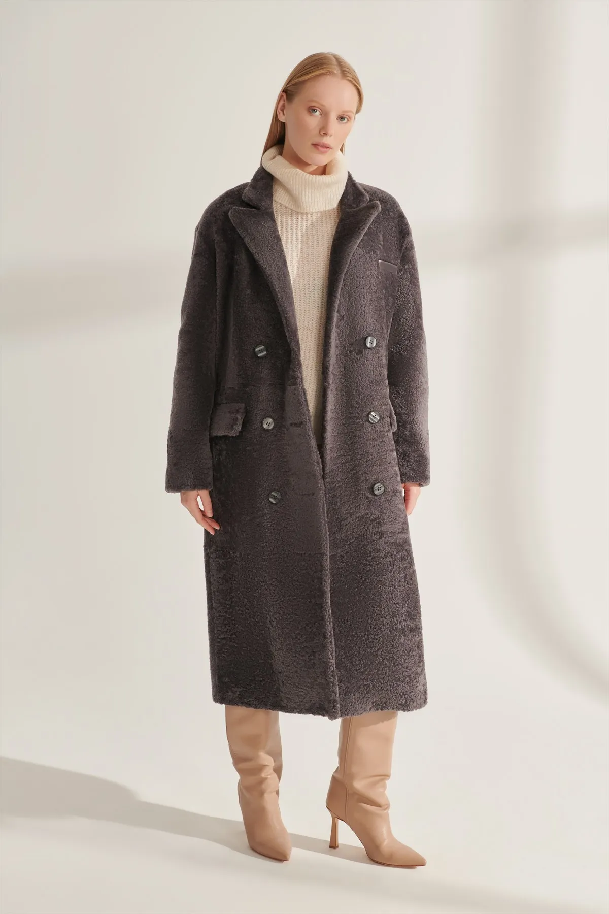 Genuine Fur Jackets Women Gray Color Kışlık Overcoats Warm Water Rüzgaz Proof Real Sheepskin Turkiyede Produced