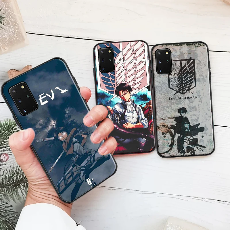 

Japanese Anime Attack On Titan Levi Phone Case For Samsung Galaxy S8 S9 S9 Plus S10 S20 S20 FE Lite Ulita Black Cover Coque