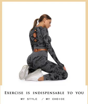 

Selfree Seamless Fitness Yoga Set Tracksuit Women Sports Suits Gym Clothing Crop Top Camouflage Training Tights Fitness Clothes