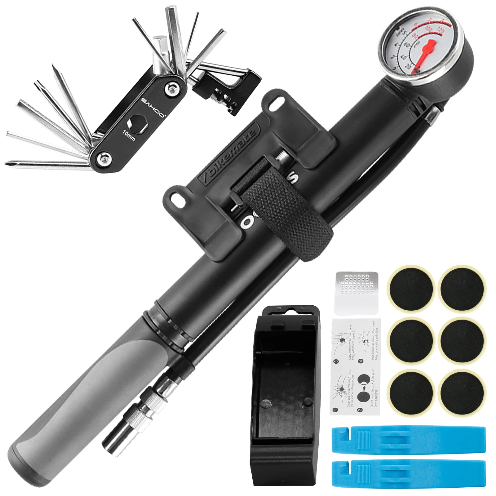 

14in1 Bicycle Repair Tool Mini Bike Pump Tire Repair Kit Portable Mountain Bike Repair Tool Kit Bicycle Repair for Emergency