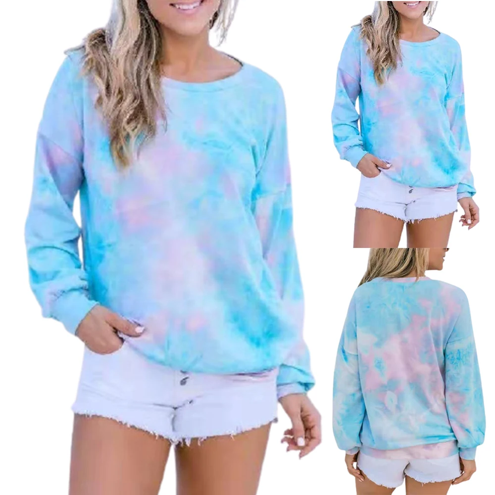 

Женский свитшот с цветочным принтом и длинным рукавом, топы, Женский Повседневный пуловер с круглым вырезом, блузка