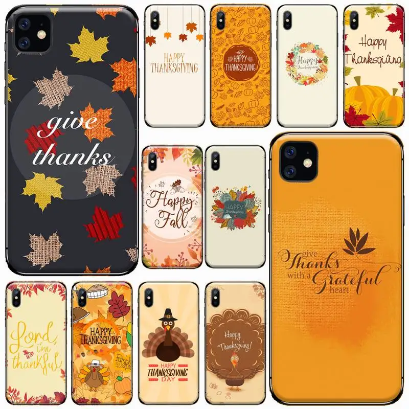 

Happy Thanksgiving Phone Case for iPhone 11 12 pro XS MAX 8 7 6 6S Plus X 5S SE 2020 XR Soft silicone Cover Funda Shell
