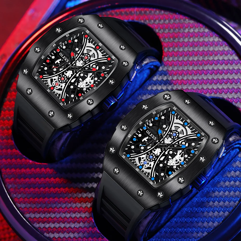 

OLEVS Original Luxury Watches for Men Silicone Strap Waterproof Quartz Sports Fashion Wristwatch Top Brand Box relogio masculino