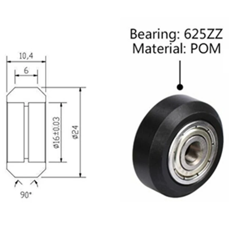 20pcsslot pom plastic wheel pulleys ball bearings 625zz 3d printer parts round idler gear perlin part v 3d printer accessories free global shipping