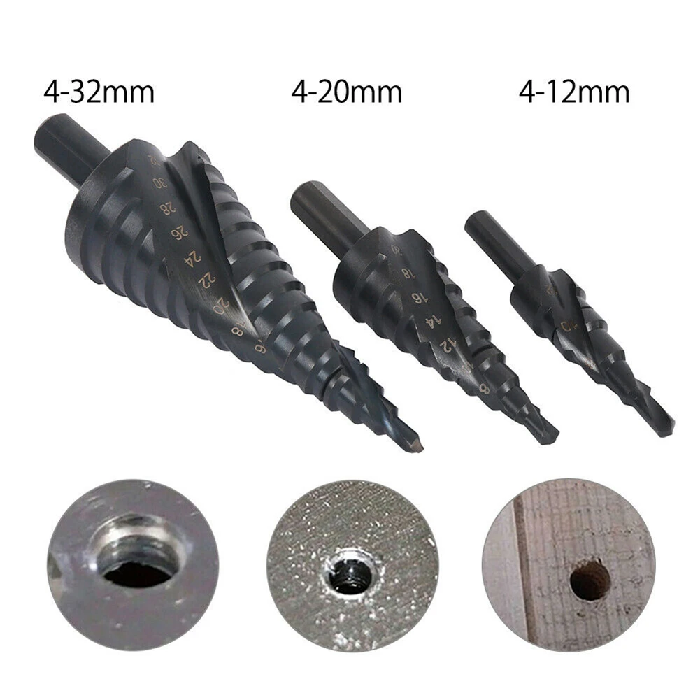

10/8/6mm Hex Shank Step Drill Bits 3pcs/Pack For Steel Brass Wood Plastic