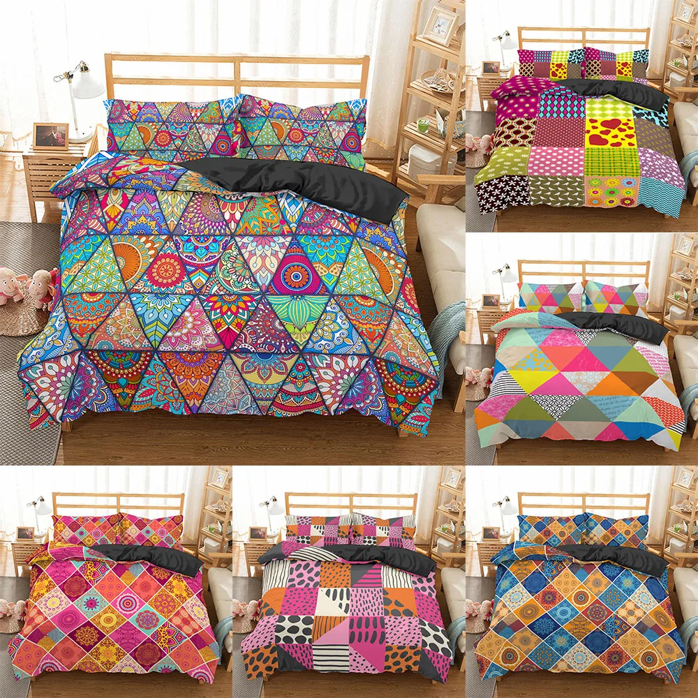 

2021 Bohemian 3d comforter bedding sets luxury Mandala duvet cover set Pillowcase geometric queen king size Bedclothes