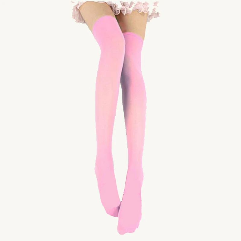 Women Solid Color Extra Long Boot Socks Over Knee Thigh High School Nylon Stocking Cute Over Knee Socks For Girls
