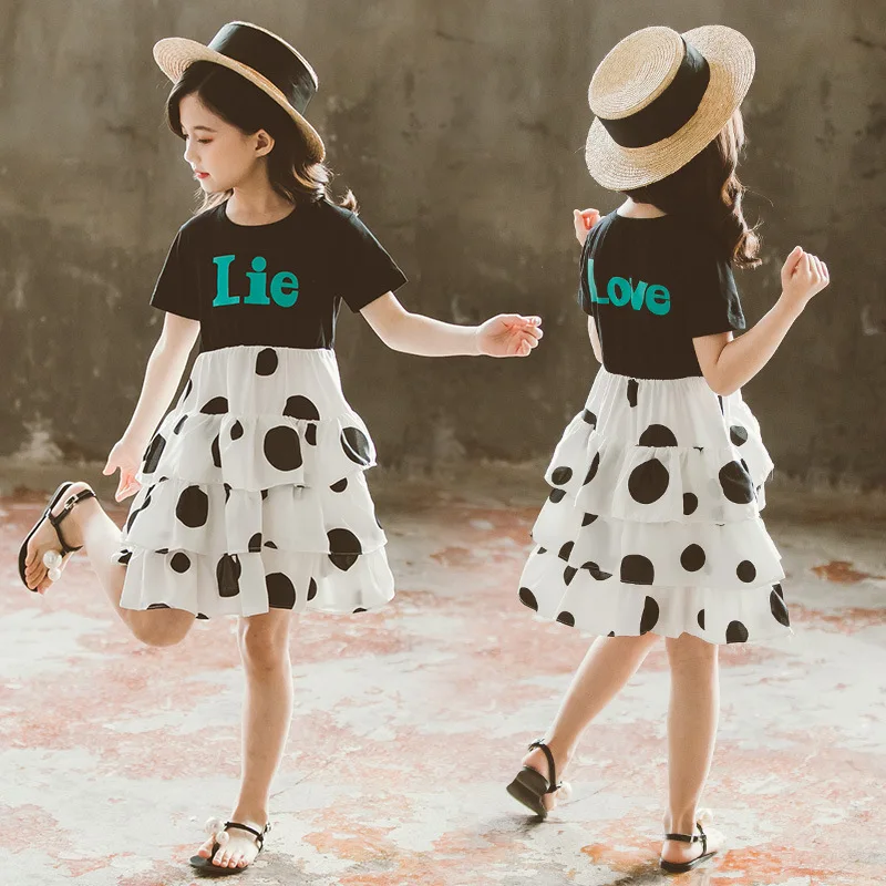 

Платья для девочек, летняя, 2020, детская одежда для школы, детское платье в горошек, Повседневное платье принцессы, одежда для подростков, 12