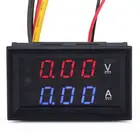 Цифровой вольтметр-Амперметр со светодиодной подсветкой, 0,28 дюйма, 10 А, 2 в 1, мультиметр 12 В24 В, измеритель напряжения, вольт, амперметр, сенсорная панель