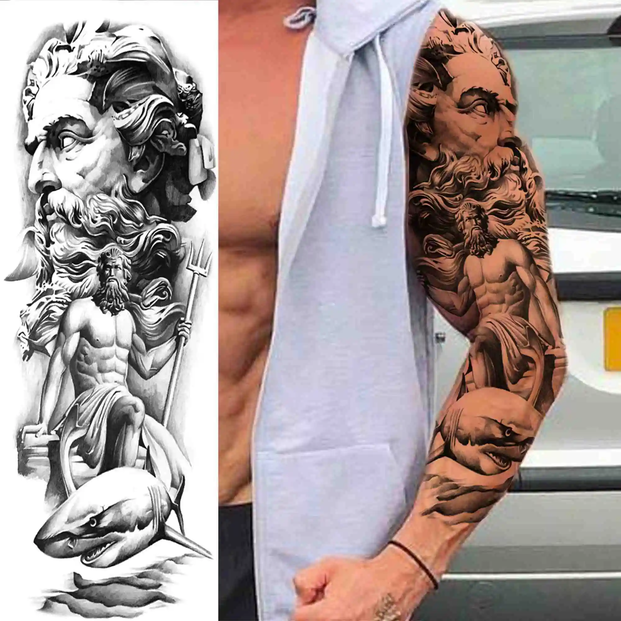 Realistic Forest Eagle Wolf Full Arm Fake Tattoo Sticker For Men Women Skull Birds Temporary Tattoos Sleeve Body Art Tatoo Paper |