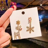 autumnwinter christmas gift earrings new fashion stud earrings female temperament korean deer snowflake personalized jewelry