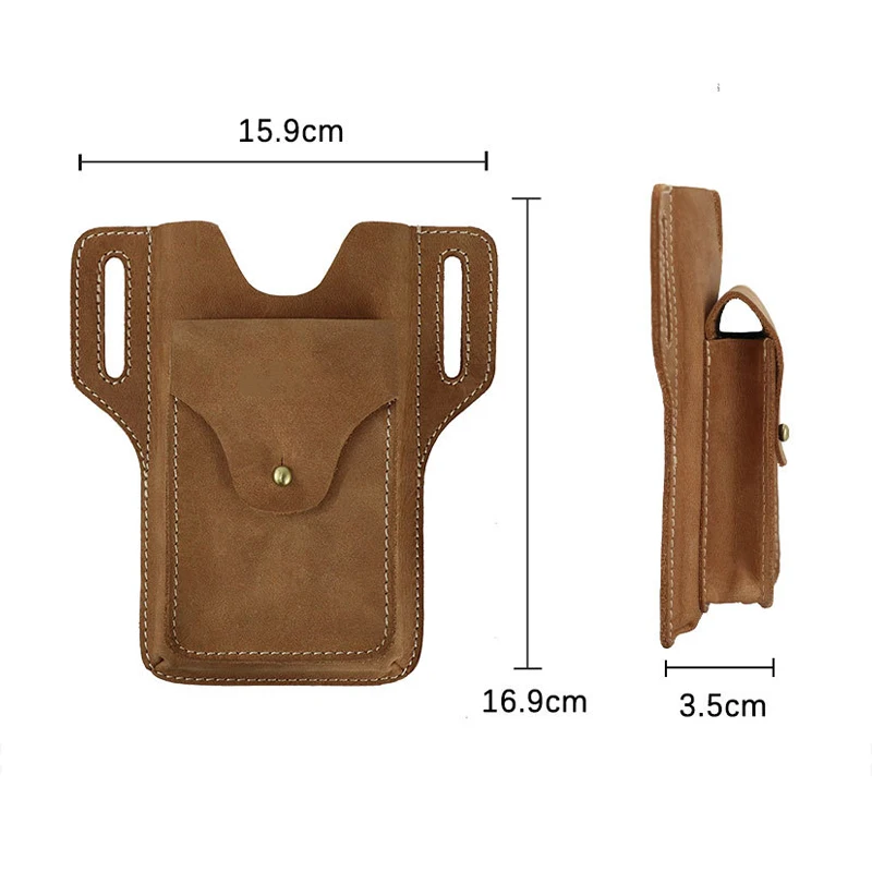 

Retro Genuine Leather Belt Clip Holster Bags Mobile Phone Bag Universal Waist Pack Phone Case