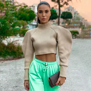 Women's clothing autumn and winter 2020 new women's clothing thread Pullover slim solid semi high collar 10 item image
