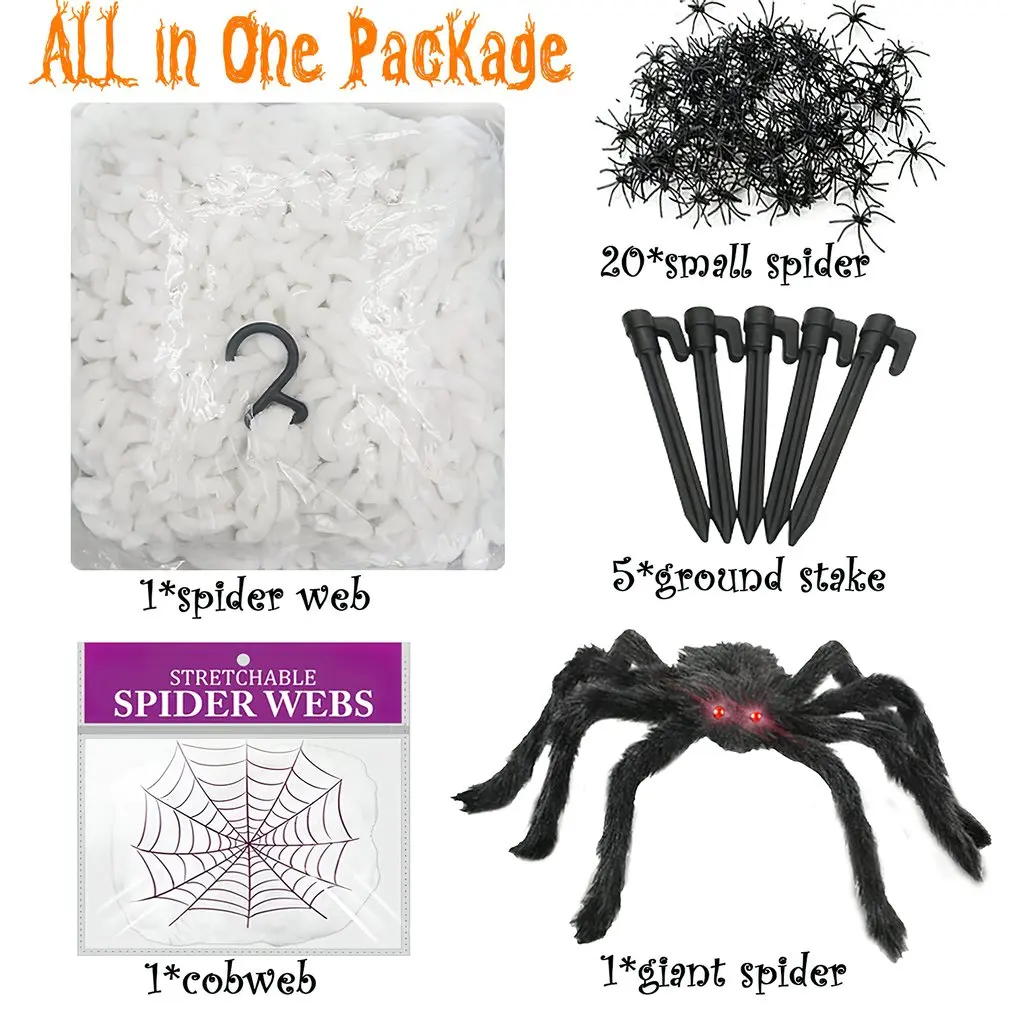 

Giant Spider Round Web 5m Big Spider Stretch Cobweb Yard Halloween Decorations Outdoor Party Horror Spider Web