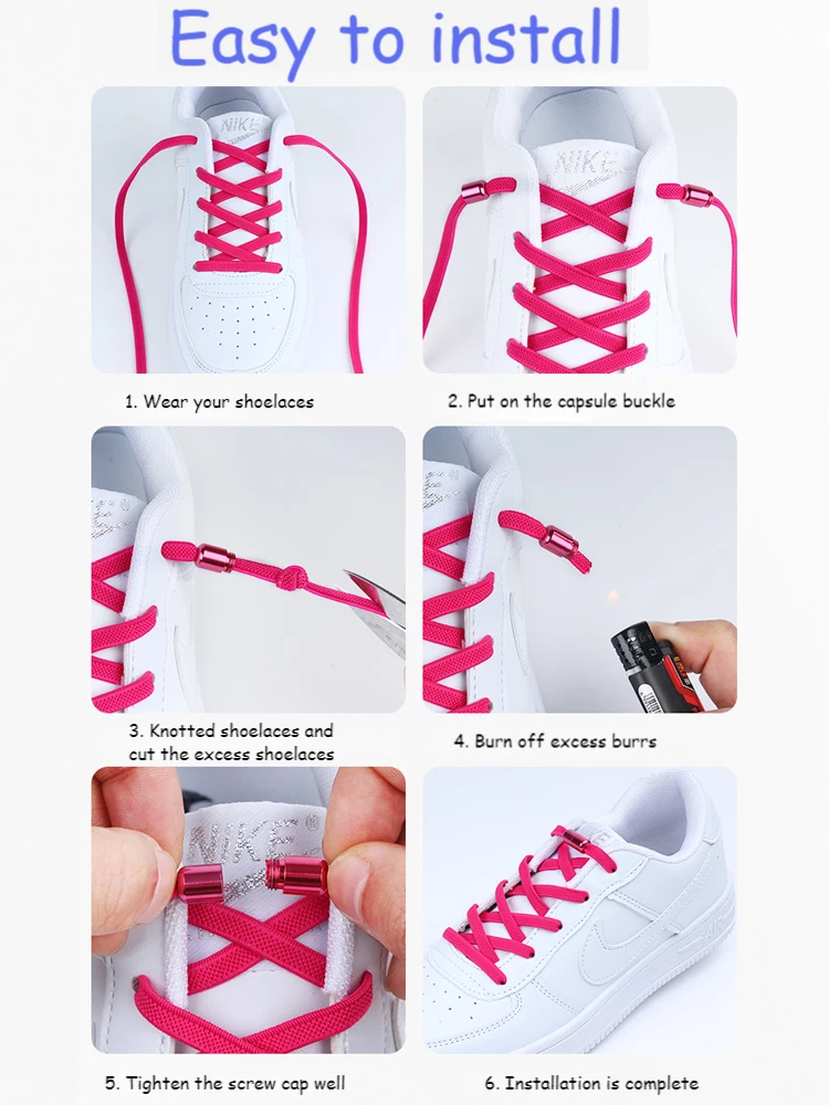 2021 New Elastic No Tie Shoe laces Flat Shoelaces For Kids and Adult Sneakers Shoelace Quick Lazy Metal Lock Laces Shoe Strings