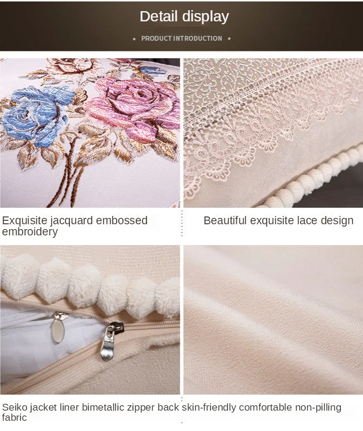 

European-Style Sofa Cushion Luxury Living Room Pillows Bedside Backrest Embroidery Pillow Cover Removable