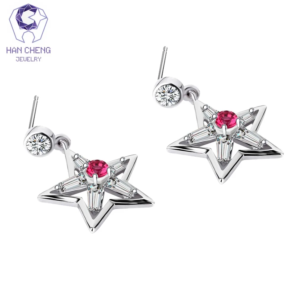 HanCheng New Fashion Geometric Dangle Hanging AAA Zircon Gem Stone Star Drop Earrings For Women Jewelry brincos bijoux | Украшения и