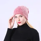 зимние шапки женские 2019 новый простой мех кролика шапка для женщин осень шерстяные смеси мягкий теплый вязаный колпачки