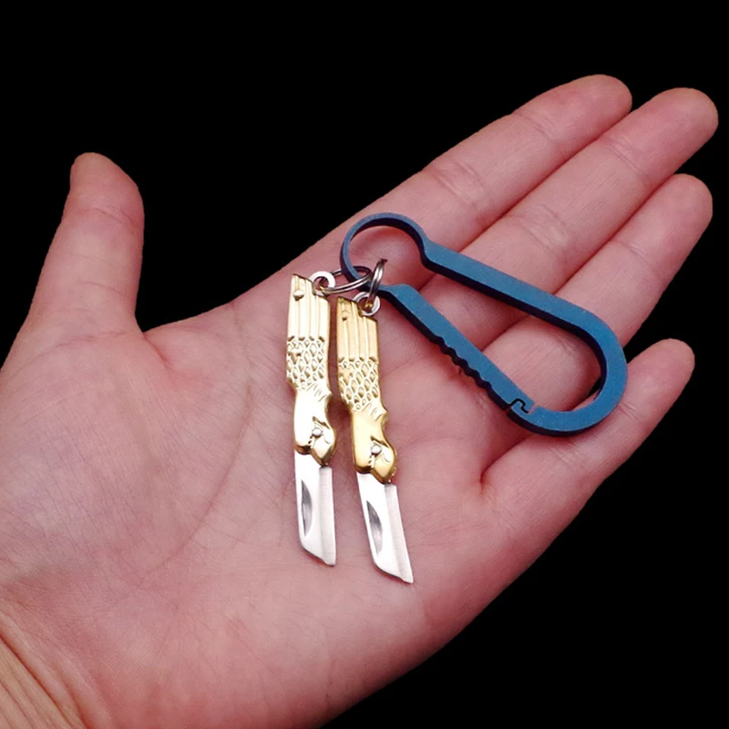 Mini Pocket Knife Folding Brass Keychain Pendant Cleaver Blade Cutter Tool Gift | Украшения и аксессуары