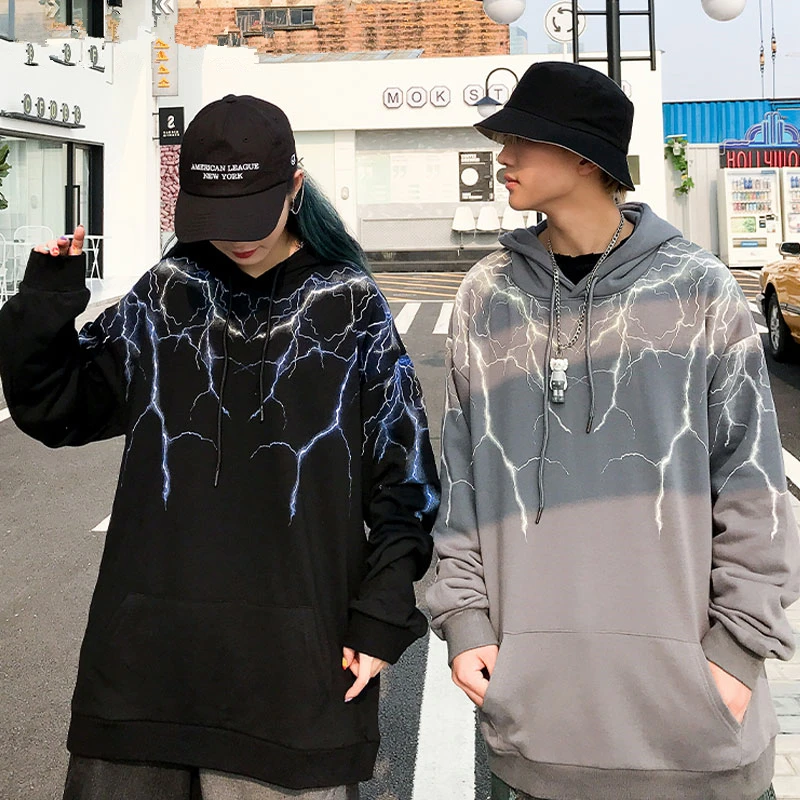 Толстовки с капюшоном в стиле хип-хоп принтом молнии уличная мода повседневные