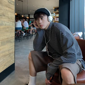 Мужская одежда 2022, пальто в полоску с принтом, толстовки с длинным рукавом, хлопковая повседневная одежда, мужские свободные свитшоты, женская одежда