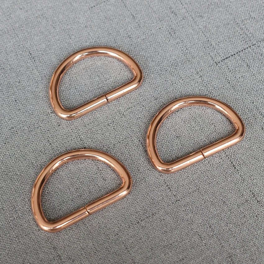 

32mm Rose Gold Webbing Strapping Bags Garment Leather Bag Accessory Handmade Durable And Strong D-Shaped Buckle