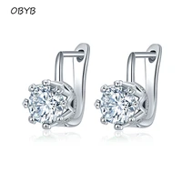 exquisite silver jewelry earrings for women luxury 8 claw round inlaid crystal zircon perforated ear studs wedding banquet gifts