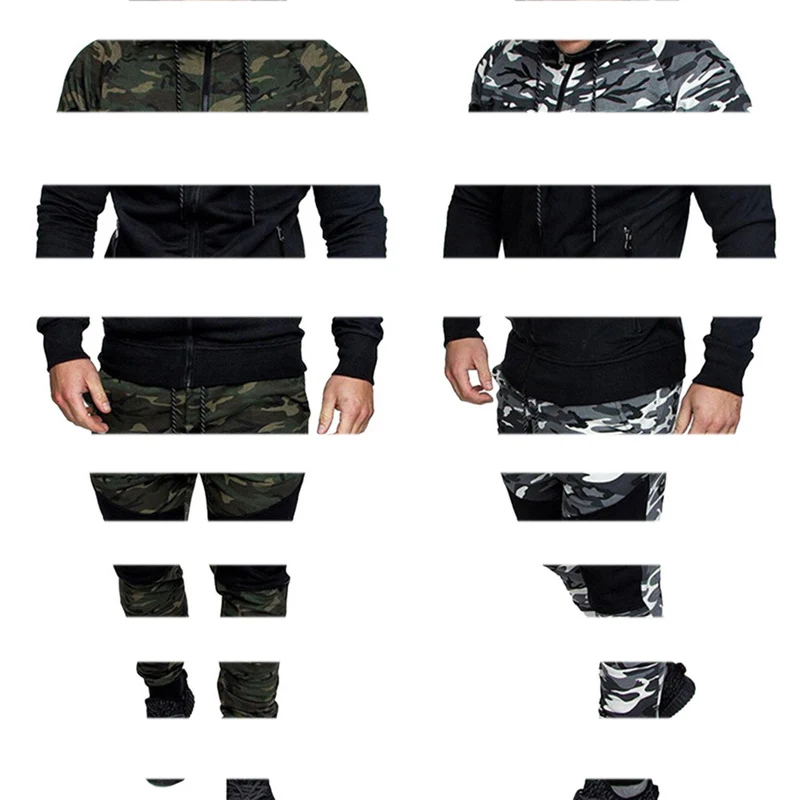 

Men Causal Camouflage Print sets Camo Jacket+Pants 2Pc