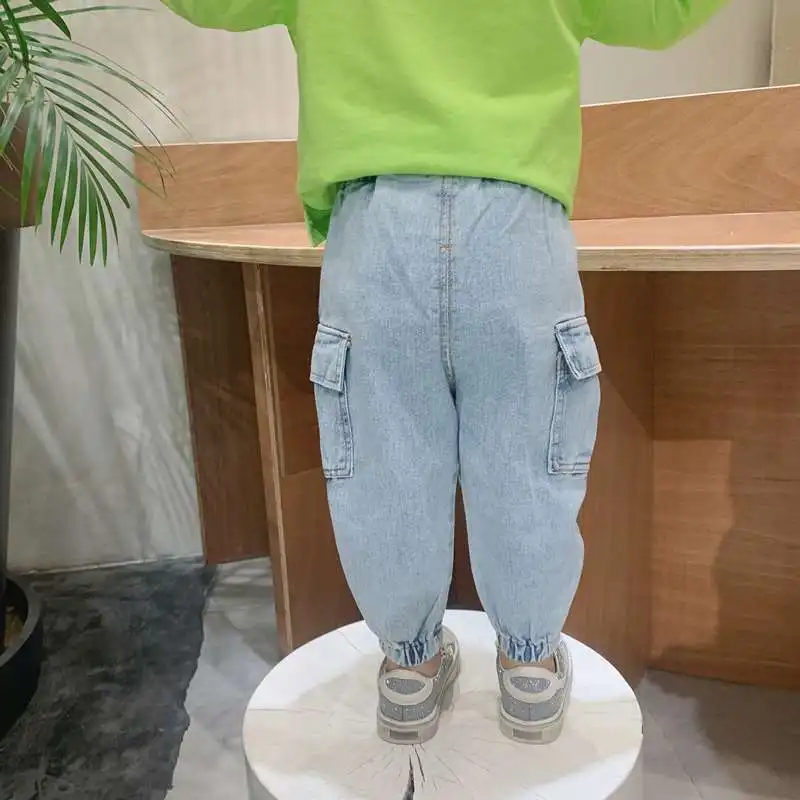 

2021 Summer And Autumn Thin Section Boys Girls Loose Jeans Children Children Baby Stretch Korean Version Of Fashion Pants