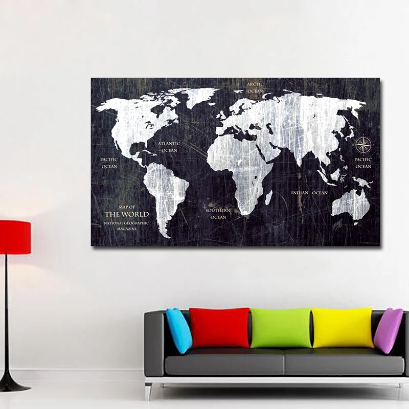 Уникальный винтажный HD карта мира холст печать постер Настенная картина без