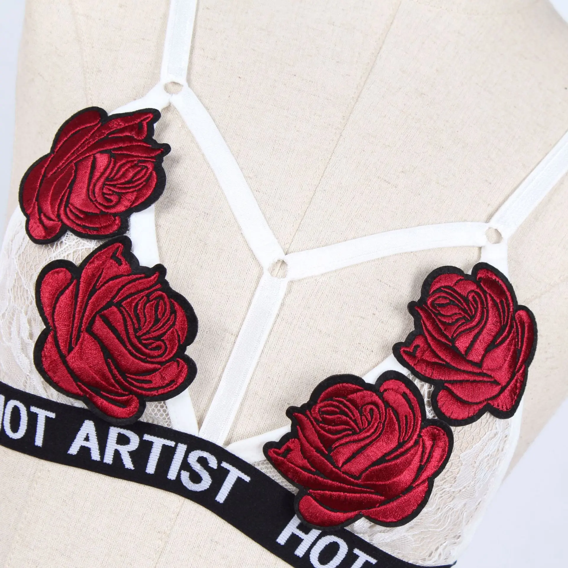 Сексуальный женский кружевной Бандаж с вышивкой розы цветочный бюстгальтер без