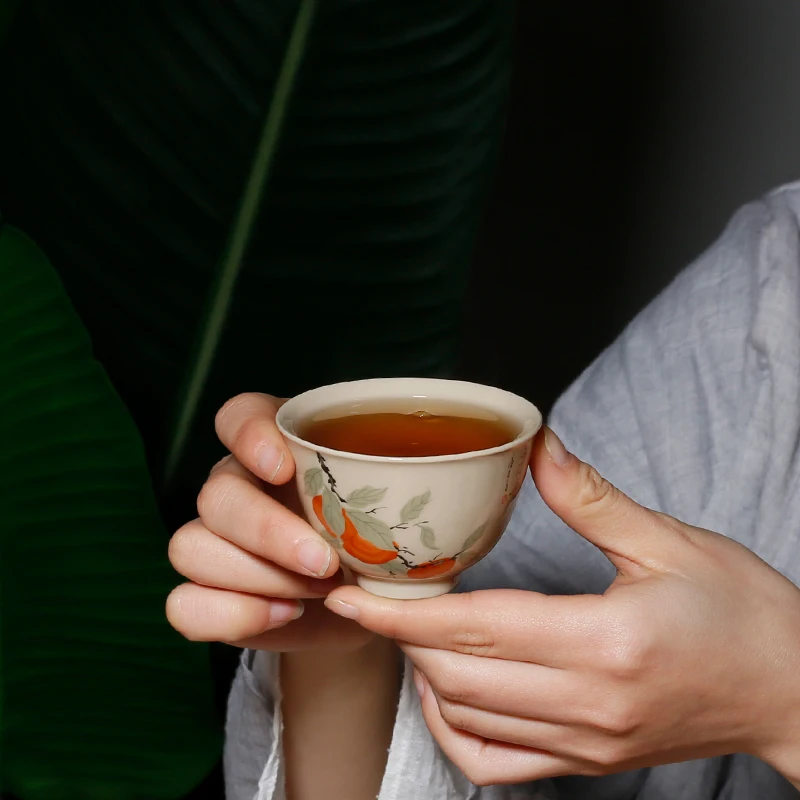 

Chinese Style Teacup Ash Retro Master Cup Kung Fu Teaset Household Men's And Women's Tea Cups Ceramic Teaware Accessories